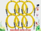 Seismic Audio SASTSX-2Yellow-6PK 2-Feet TS 1/4-Inch Guitar Instrument or Patch Cable Yellow