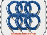 Seismic Audio SASTSX-10Blue-6PK 10-Feet TS 1/4-Inch Guitar Instrument or Patch Cable Blue