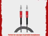 MOS SW-30449-06 6-Feet Spring Aux 3.5mm Cable Reinforced Braided Cable Red