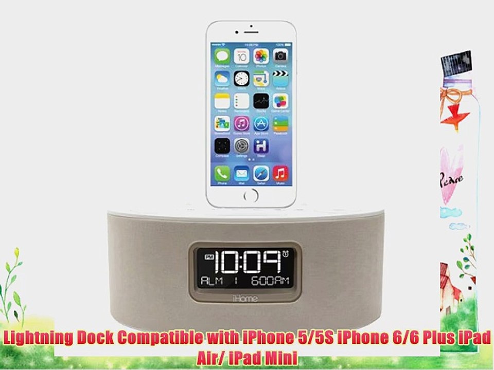 iHome iDL46 Lightning Dock Clock Radio and USB Charge/Play for iPad/iPod and iPhone 5/5S and