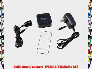 AGPtek? SPDIF/TosLink Digital Optical Audio 3x1 Switchers with Remote-Control (DC5V/500mA Power