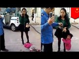 Chinese mother caught beating and dragging infant daughter across concrete pavement