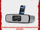 iHome iA90 App-enhanced Dual Alarm Stereo Clock Radio Charger for iPhone/iPod with AM/FM PresetsSilver