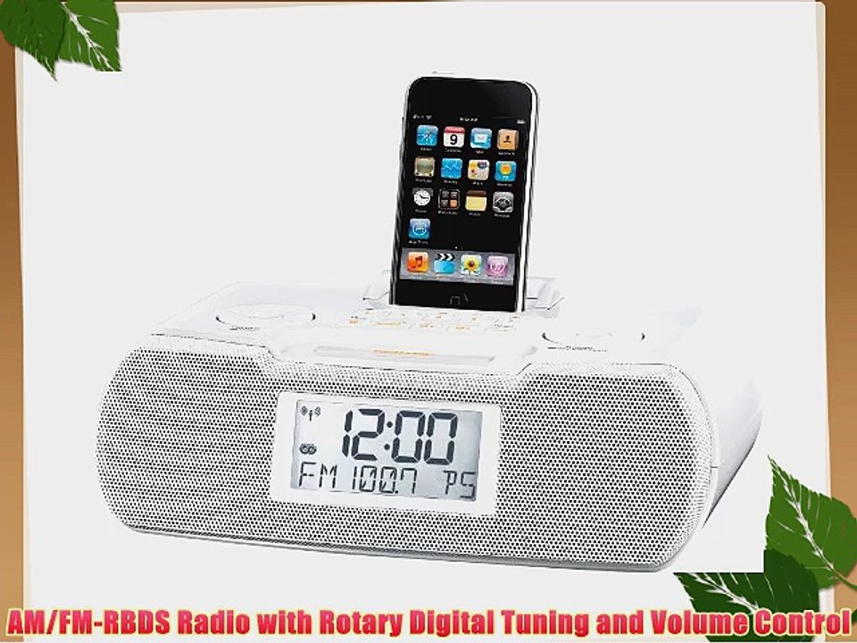 FM-RBDS / AM / Aux-in Digital Tuning Atomic Clock Radio with iPod Dock
