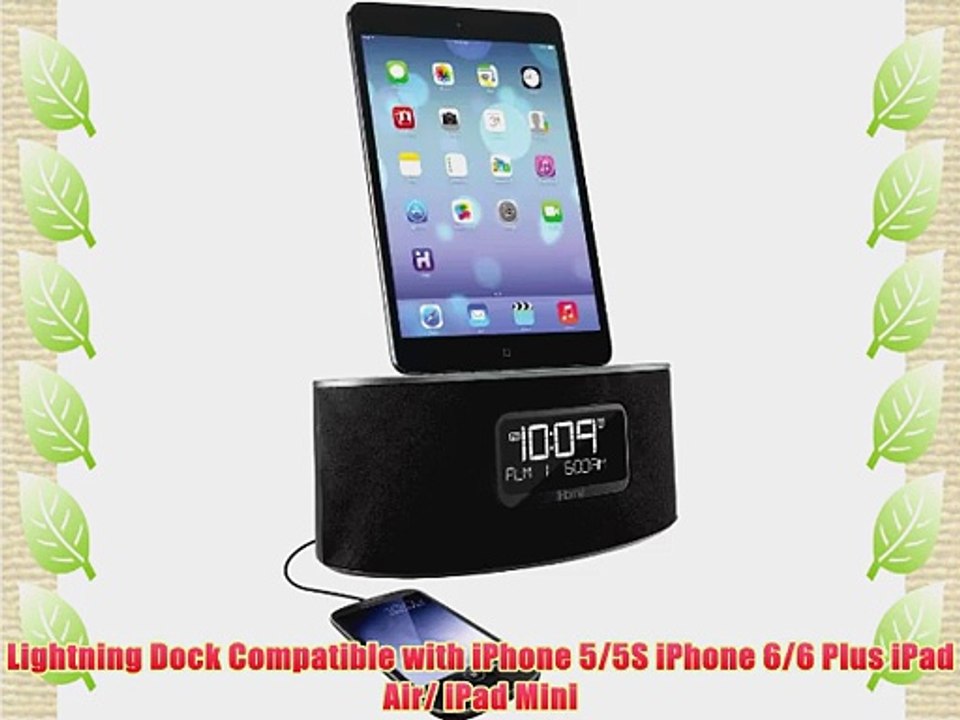 iHome iDL46 Lightning Dock Clock Radio and USB Charge/Play for iPad/iPod and iPhone 5/5S and