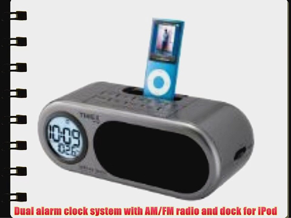 Timex T172G Dual Alarm Clock with AM/FM Radio and iPod Dock (Silver)