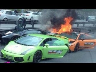 Three Singaporean Lamborghinis caught fire after crash in Malaysia