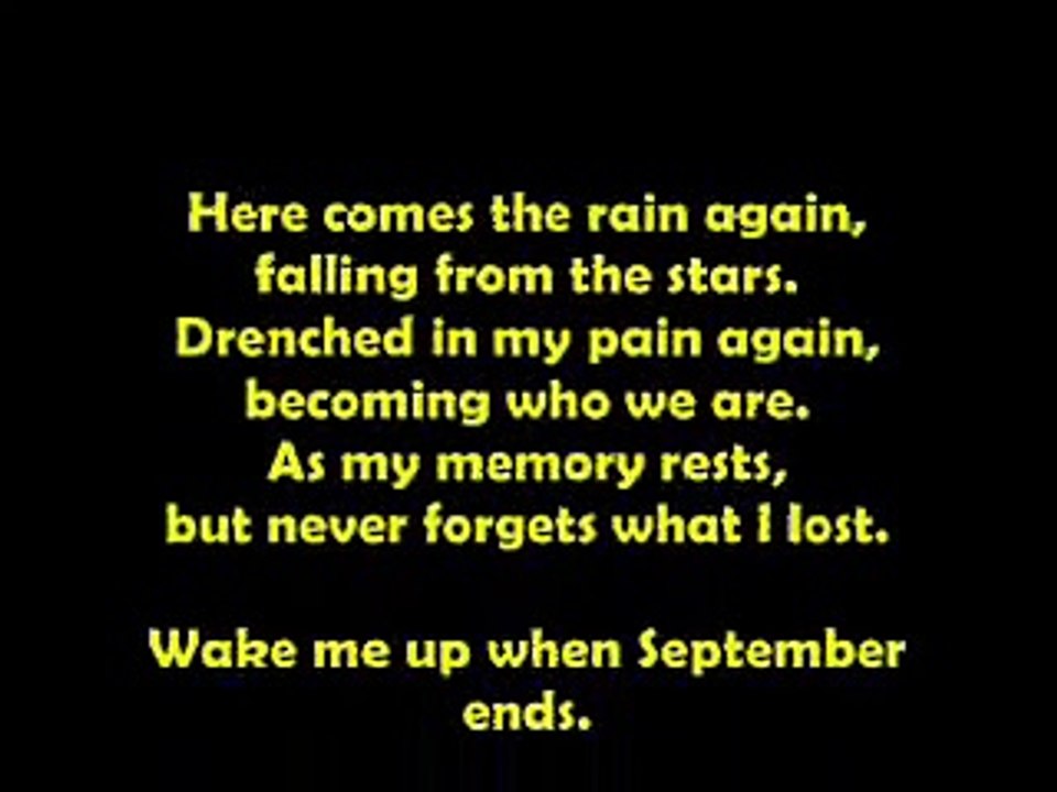 Wake Me Up When September Ends Lyrics On Screen by Green Day
