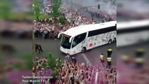 Thousands of fans greet Real Madrid team coach ahead of Juventus clash