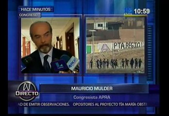 Mulder sobre Tía María: “Humala firmó su acta de rendición”
