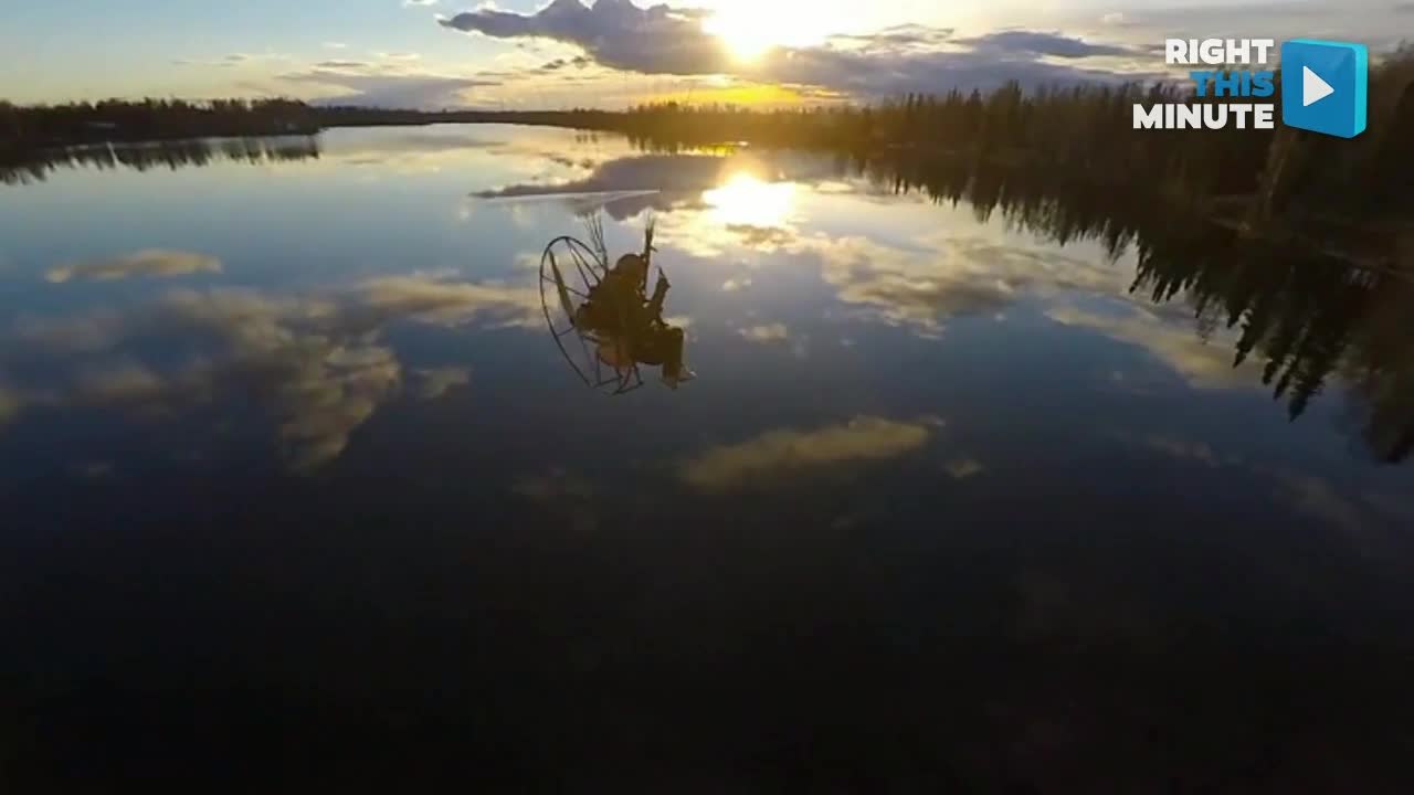 A Picturesque Paramotor Flight Ends with a Splash