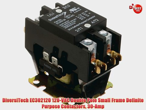 DiversiTech EC302120 120-VAC Double Pole Small Frame Definite Purpose Contactors 30-Amp