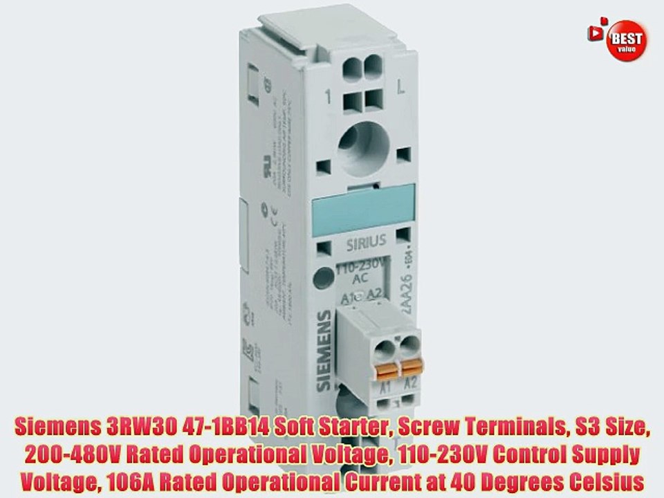 Siemens 3RW30 47-1BB14 Soft Starter Screw Terminals S3 Size 200-480V Rated Operational