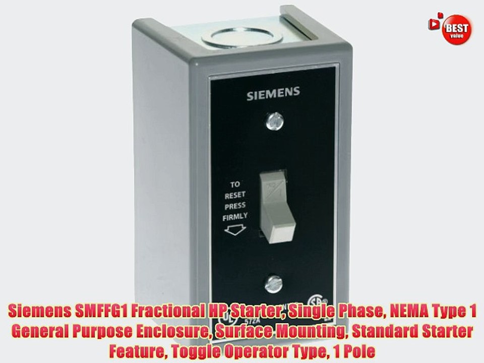 Siemens SMFFG1 Fractional HP Starter Single Phase NEMA Type 1 General Purpose Enclosure