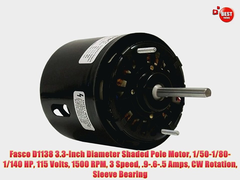 Fasco D1138 3.3-Inch Diameter Shaded Pole Motor 1/50-1/80-1/140 HP 115 Volts 1500 RPM
