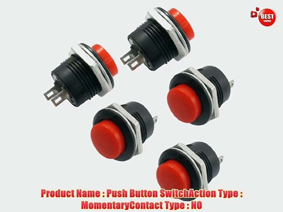 5 x Momentary SPST NO Red Round Cap Push Button Switch AC 6A/125V 3A/250V