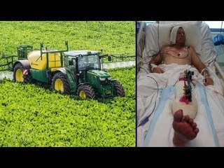 Man vs tractor: Leg 'bursts' after tractor pins farmer to ground