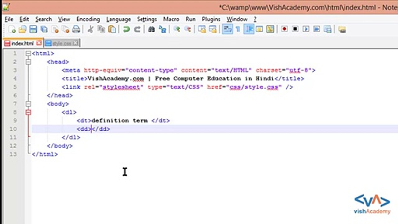 Definition list and attributes in HTML in Hindi