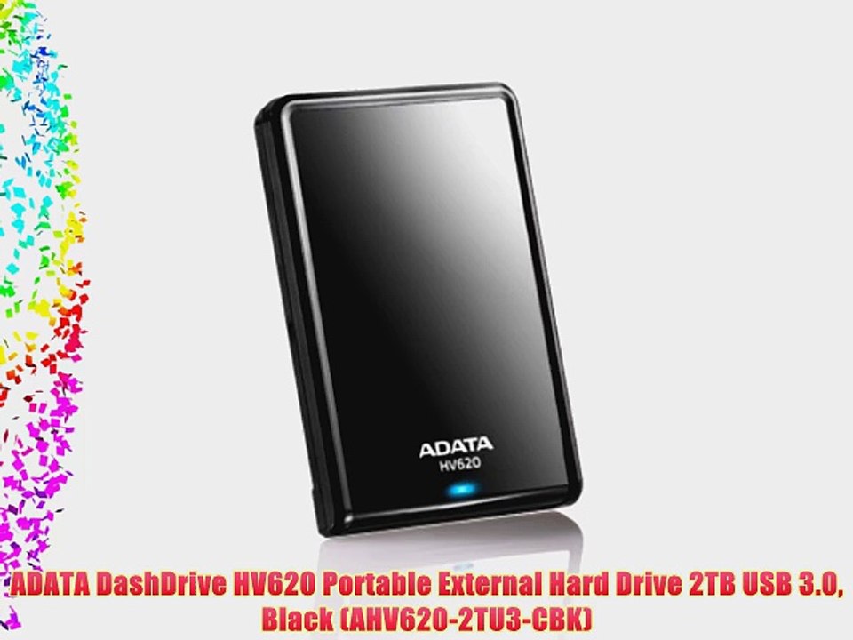 ADATA DashDrive HV620 Portable External Hard Drive 2TB USB 3.0 Black (AHV620-2TU3-CBK)