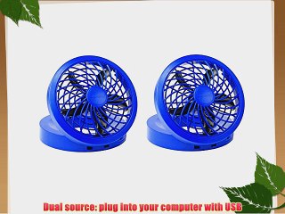 O2COOL 5 Portable USB or Electric Fan Blue (2 pack)