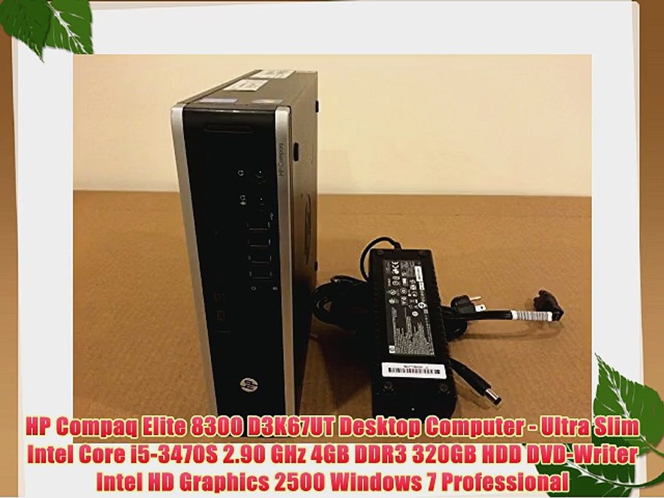 HP Compaq Elite 8300 D3K67UT Desktop Computer - Ultra Slim Intel Core i5-3470S 2.90 GHz 4GB