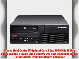 Lenovo ThinkCentre M58p Intel Core 2 Duo 2930 MHz 400Gig Serial ATA HDD 8192mb DDR3 Memory