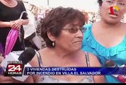 Voraz incendio en Villa El Salvador redujo a cenizas tres viviendas