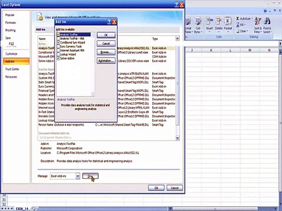 Descriptive Statistics using "Data Analysis" tool in Excel