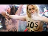 女性権利団体FEMEN　上半身ヌードで抗議