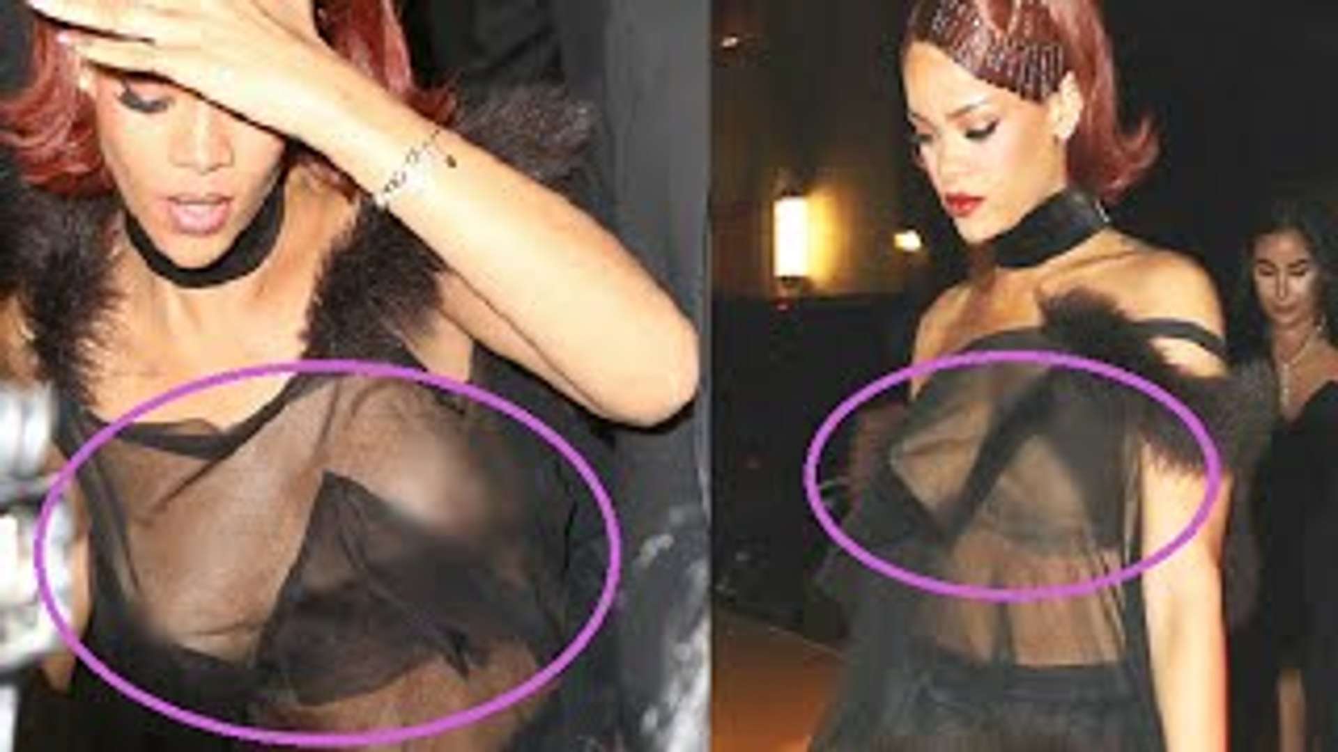 Rihanna Double Nip Slip At MET Gala 2015 After party - The