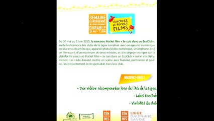 Concours Pocket Film Ligue Dauphiné Savoie de Tennis "Je suis dans un EcoClub"