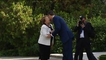 SS.MM. los Reyes saludan a la Presidenta de Chile en el Palacio de la Zarzuela