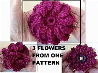 how to crochet 3 crochet flowers