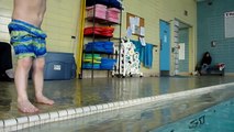 3yo William Diving down to get his 'Toypedo' torpedo