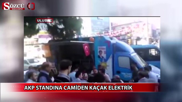 AKP standına camiden kaçak elektrik