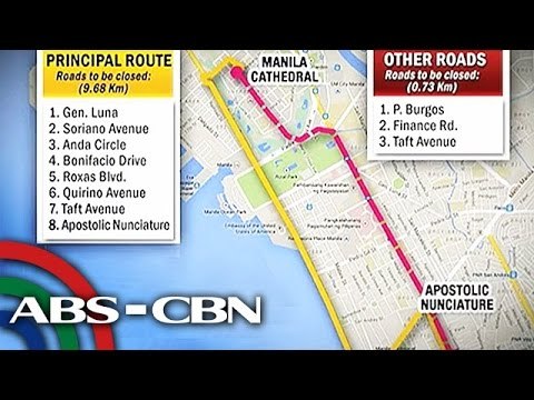 Mga kalsadang isasara para sa Papal visit