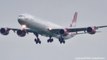 Hong Kong Airport. Airbus A340 Virgin Atlantic and China Airlines Landing. Plane Spotting