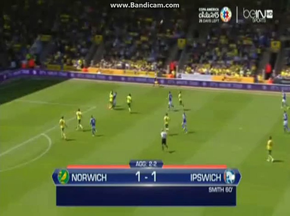 Tommy Smith goal Norwich City 1-1 Ipswich 16/05/2015