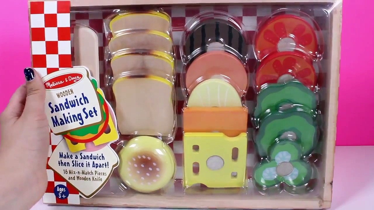 Sandwich Making Set Melissa & Doug Wooden Playsets Make a Sandwich DIY Play Food Toy Videos