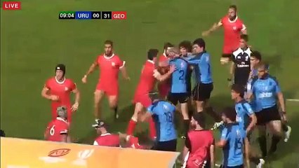 Rugby - Baston générale entre les U-20 de l'Uruguay et la Géorgie