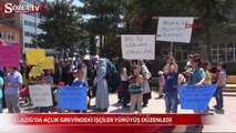 Elazığ'da açlık grevindeki işçiler yürüyüş düzenledi