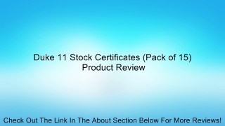 Duke 11 Stock Certificates (Pack of 15) Review