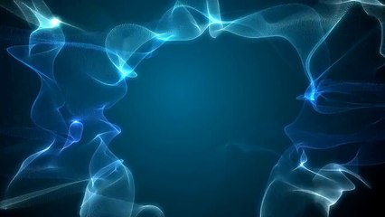 Visualization of a blue design moving around an empty center.