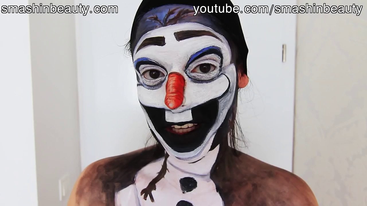 Disney Frozen Creepy Olaf the Snowman Face Paint Tutorial (Halloween Makeup Tutorial 2015)