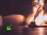 Video of BP Oil Blaze, Rig sinking into Gulf of Mexico