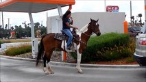 Riding Horse Through Whataburger Drive-Thru