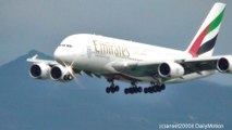 Airbus A380 Emirates Airline. Landing in Hong Kong International Airport