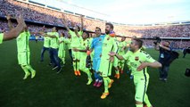 Barça players can't hide their joy at winning league title