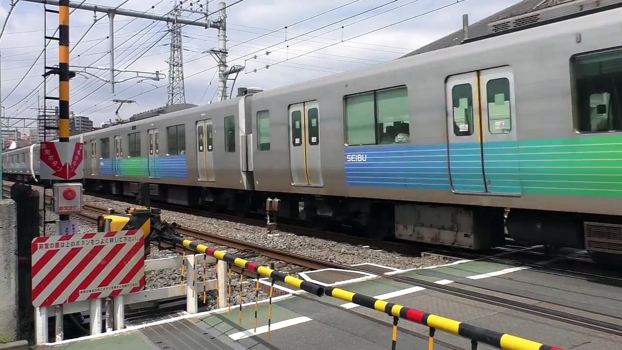 踏切 遮断機 西武電車 西武30000系 西武池袋線 ひばりヶ丘第5号 音 通過 動画 60fps japan railroad crossing signals