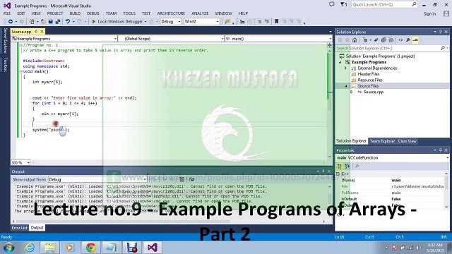Lecture no.9 - Example Programs of Arrays - Part 2